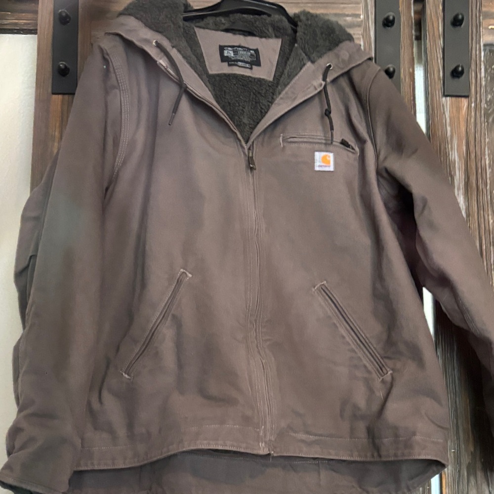 Carhartt Tan Hooded Zip-Up Jacket